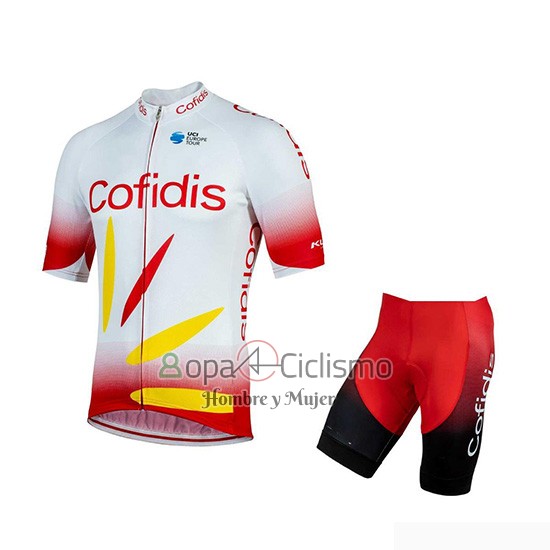 Cofidis Ropa Ciclismo Culotte Corto 2019 Mangas Cortas Rojo Blanco
